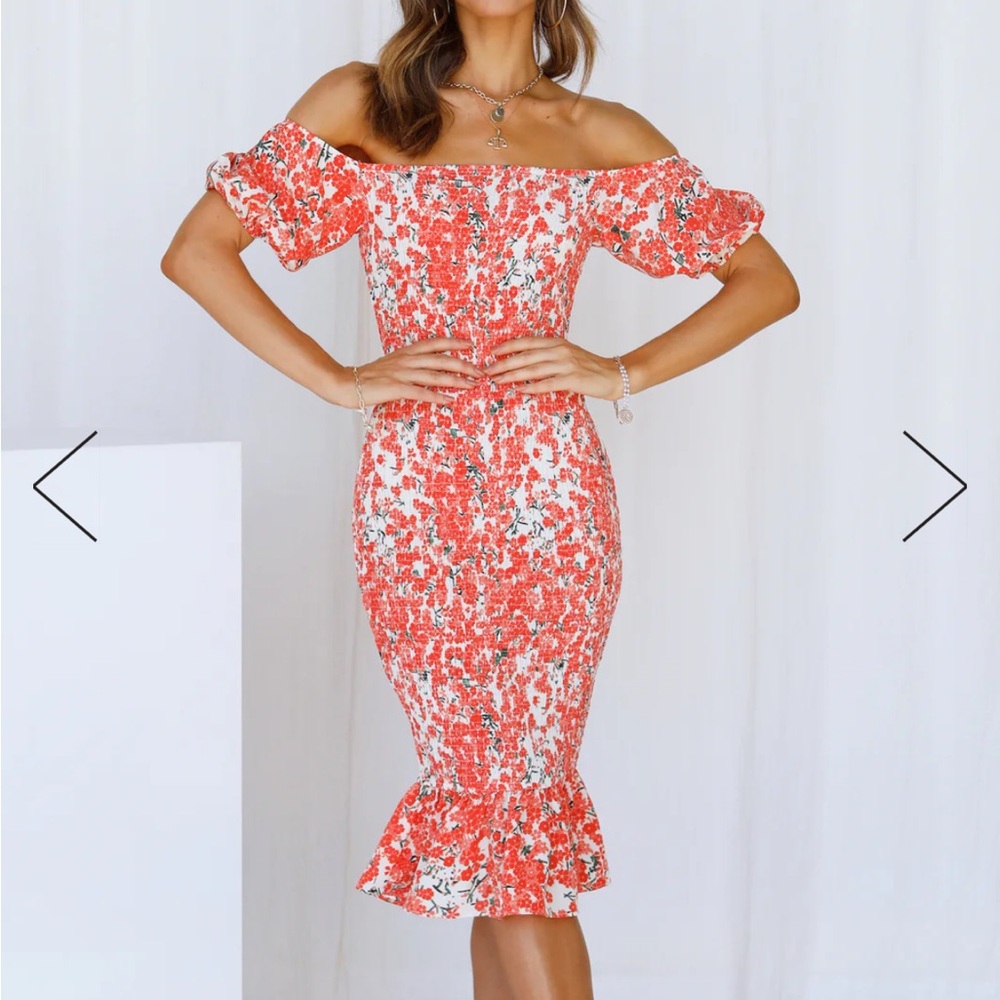 Hello Molly Smocked Midi Dress - Size 4